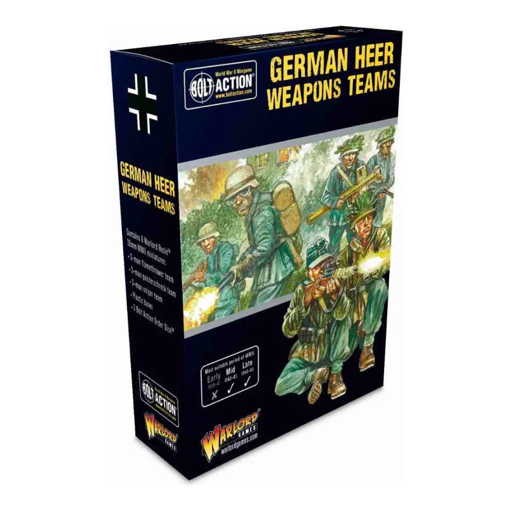 Caja de Infantería de Apoyo Bolt Action German Heer Weapons Teams Warlord Games 10 Miniaturas