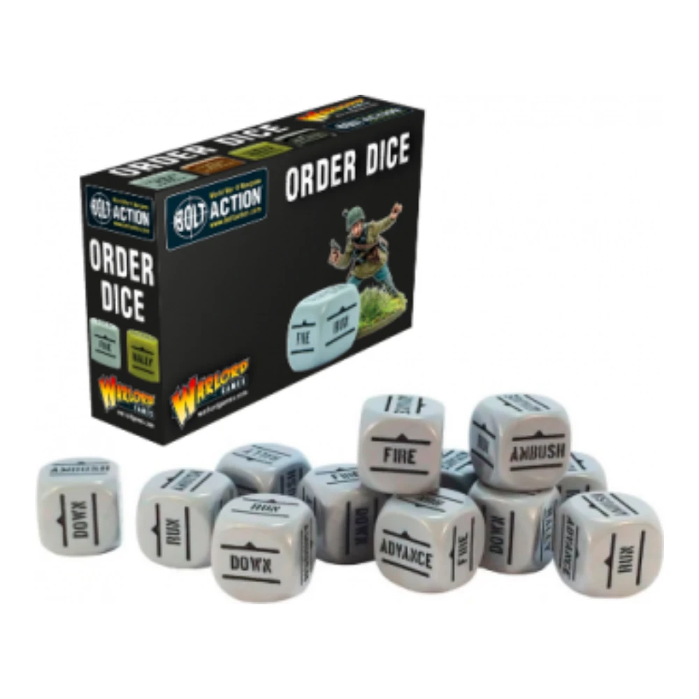 Dados de Orden Grey Bolt Action Warlord Games 12 dados