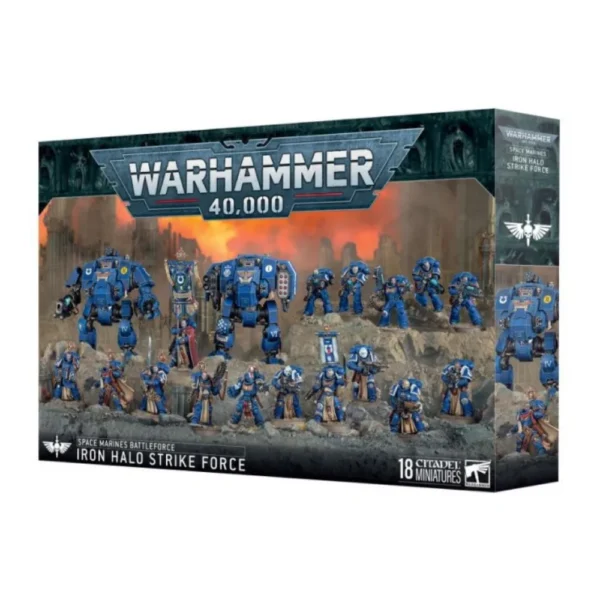 Warhammer 40K Fuerza de batalla de Marines Espaciales Fuerza de choque Aura de hierro 18 Miniaturas